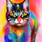 A Blaze of Feline Glory - Vibrant Oil Painting of a Cat