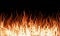 Blaze fire flame texture background isolated on black background.