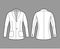 Blazer fitted jacket suit technical fashion illustration with single breasted, long sleeve, notched lapel, patch pockets