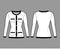 Blazer Jacket like Chanel suit technical fashion illustration with long sleeves, patch pockets, fitted, button closure