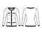 Blazer Jacket like Chanel suit technical fashion illustration with long sleeves, patch pockets, fitted, button closure