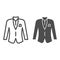 Blazer line and glyph icon. Jacket vector illustration isolated on white. Formal clothes outline style design, designed