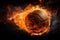 Blazing basketball speeds towards the basket in a fiery spectacle