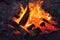 blazing bonfire with yellow-orange flame