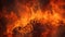 Blazing Inferno: Intense Fire Flames Dance on a Dark Orange Canvas