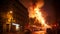 Blazing Night: Fire in Paris Illuminates the Cityscape