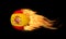 Blazing Soccer Ball With Spain Flag on Fire Isolated on Black Background
