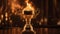 Blazing Success: A Grand Golden Trophy with Fiery Flakes and Backgrounda