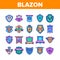 Blazon Shield Shapes Collection Icons Set Vector