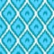 Blbe and white simple geometric ikat asian traditional fabric seamless pattern, vector