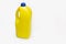 Bleach bottle isolated. Yellow Plastic container