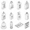 Bleach icons set vector outine