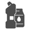 Bleach and powder solid icon, car washing concept, Clean products sign on white background, Detergents icon in glyph