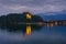 Bled Castle at Bled Lake in Slovenia at Night