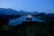 Bled Lake with Church Island and Castle Behind at Dusk