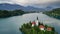 Bled lake with church on small island