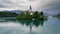 Bled lake with church on small island
