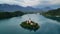 Bled lake with church on small island