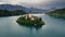 Bled lake with church on small island