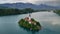 Bled lake with church on small island