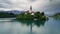 Bled lake with church on small island