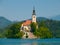 Bled lake with island and church