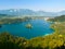 Bled Lake with island church and castle