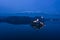 Bled Lake, Marijinega Vnebovzetja Church and Blejski Grad in Evening Twilight. Julian Alps and Reflection in the Lake