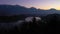 Bled Lake and Marijinega Vnebovzetja Church at Twilight. Slovenia. Aerial View