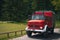 Bled, Lake Slovenia - July 31, 2019: 1974 Mercedes-Benz L 1113 4x4 fire truck, firefighter. The oldtimer retro car