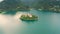 Bled, Slovenia - 4K aerial drone footage of flying above Lake Bled Blejsko Jezero and Pilgrimage Church Bled Island