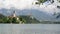 Bled in spring, popular tourist and travel destination. Beautiful Lake Bled in the Julian Alps, Slovenia, Upper Carniolan. View ov
