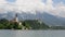 Bled in spring. Popular tourist and travel destination. Beautiful Lake Bled in the Julian Alps, Slovenia, Upper Carniolan. View ov