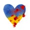 Bleeding Heart, Concept art of Ukrainian flag with blood. Support Ukraine Illustration. Save from Russia, stickers for media