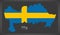 Blekinge map of Sweden with Swedish national flag illustration
