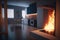 Blender Fire In Modern Apartment Design Realistic. Generative AI