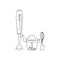 Blender, mixer continuous line drawing. One line art of home appliance, kitchen, electrical, food processor, puree