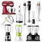 Blender vector juicer machine or mixer equipment blending juice and electric shaker appliance illustration set of