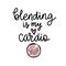 Blending is my cardio fashion quote. Eyeshadow palette illustration. Trendy phrase about makeup, cosmetic.