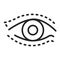 Blepharoplasty black line icon. Eye shape change cosmetic surgery. Isolated vector element. Outline pictogram for web page, mobile