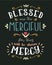 Blessed are the Merciful Hand Lettering Typographic Vector Art Poster