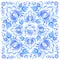 Bleu vector floral ornament pattern tile for napkin or shawl in Russian gzhel style