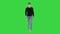 Blind man in face mask and in dark glasses with walking on a Green Screen, Chroma Key.