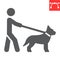 Blind man with guide dog glyph icon, disability and pet, blind with guide dog sign vector graphics, editable stroke solid icon,