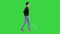 Blind Man In Medical Mask Walking on a Green Screen, Chroma Key.