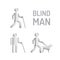 Blind man and seeing eye dog