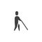 Blind man with stick vector icon
