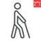 Blind man with walking stick line icon, disability and blindness, blind person sign vector graphics, editable stroke linear icon,