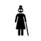 Blind people. Senior woman with walking cane. Vector illustration. EPS 10