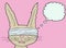 Blindfolded Cartoon Bunny Over Pink